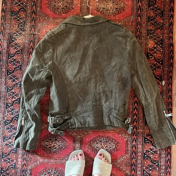 BCBG Generation Olive Green Suede Biker Jacket - Picture 3 of 3